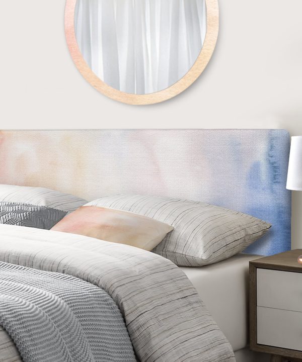 Pastel Abstract With Dark Blue Pink & Beige Spots upholstered headboard Where To Buy Cheap Real