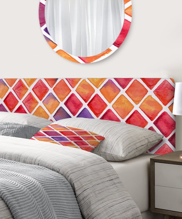 Orange And Red Diamonds upholstered headboard Discount 2025 New