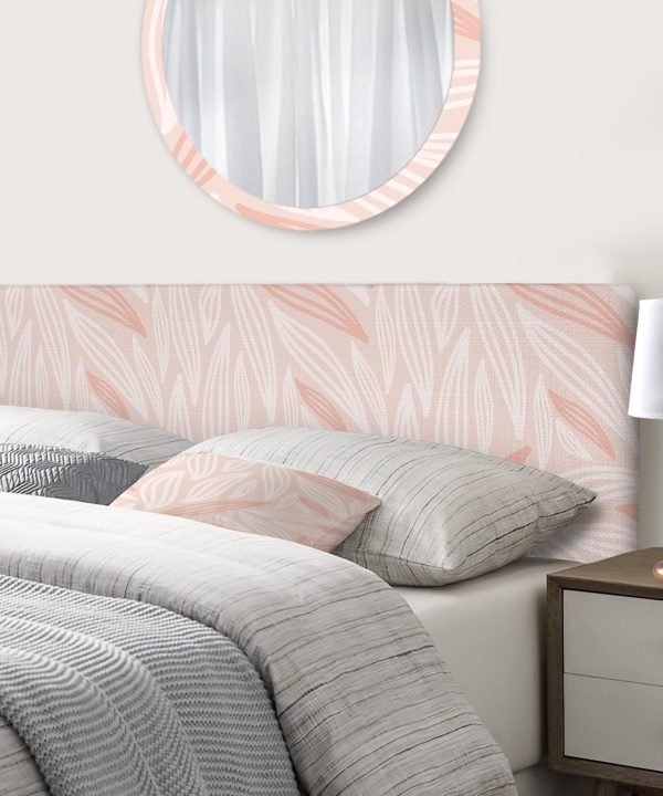 Pink Pastel Leaves Detail upholstered headboard Perfect For Sale