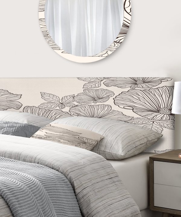 Monochrome Flowers And Leaves upholstered headboard Cheap Sale Many Kinds Of