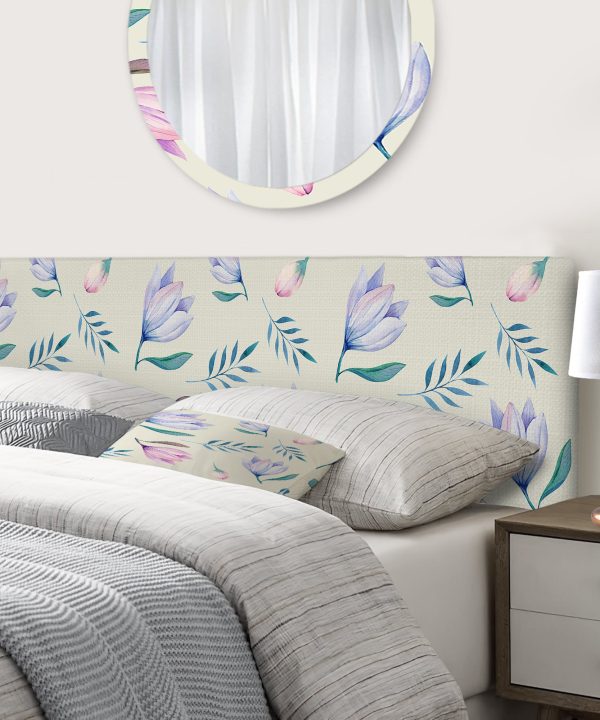 Pastel And Blue Flowers upholstered headboard Excellent