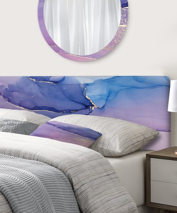 Pink And Blue Ink Clouds III upholstered headboard Free Shipping Outlet