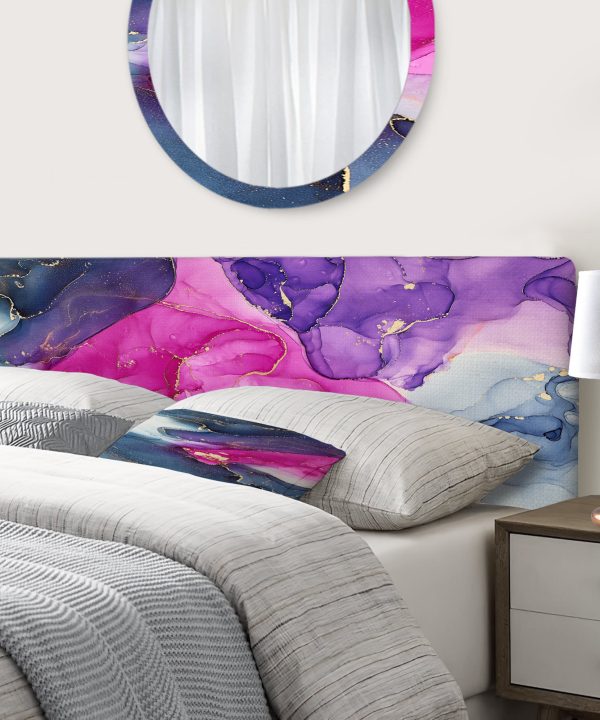 Pink And Purple Luxury Abstract Fluid Art upholstered headboard Shop Offer