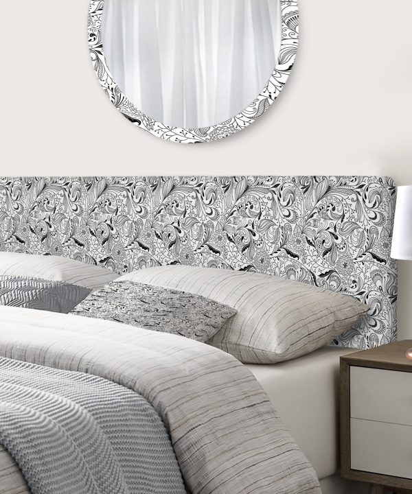 Monochrome Organic Shapes II upholstered headboard Buy Cheap 100% Original