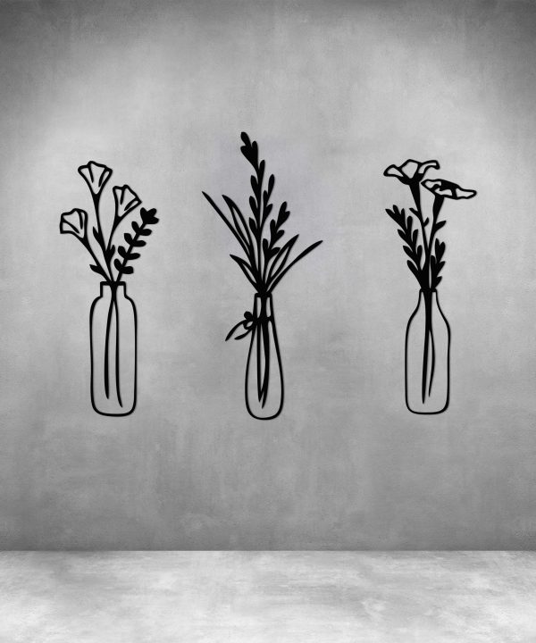 3 Piece Glass Vases with Flowers Outlet Pices