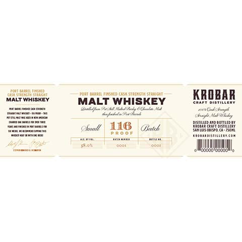 Krobar Port Barrel Cask Strength Straight Malt Whiskey New Online