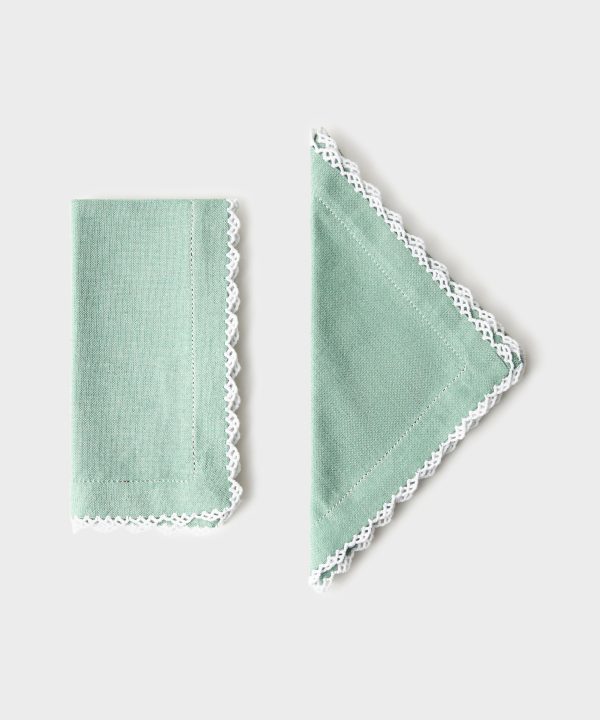 Beatrice Napkins, Green and White (Set of 2) Cheap Buy