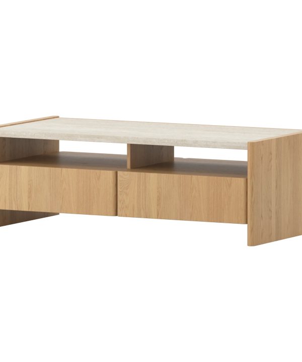 Stella Coffee Table 130cm - Oak/Travertine Sale View