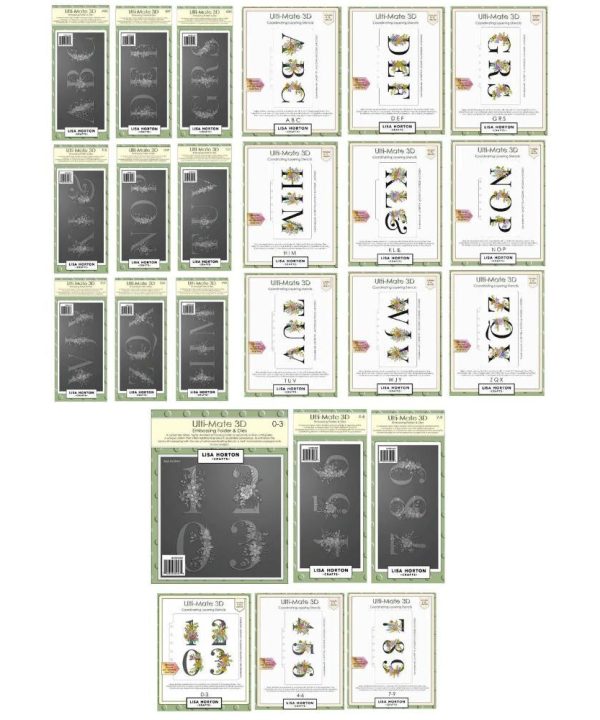 Lisa Horton Crafts Ulti-Mate 3D Slimline Layering Stencils A-z and number 0-9 Cheap Low Pice Fee Shipping