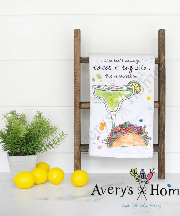 Tacos & Tequila Funny Flour Sack Dish Towel Reliable