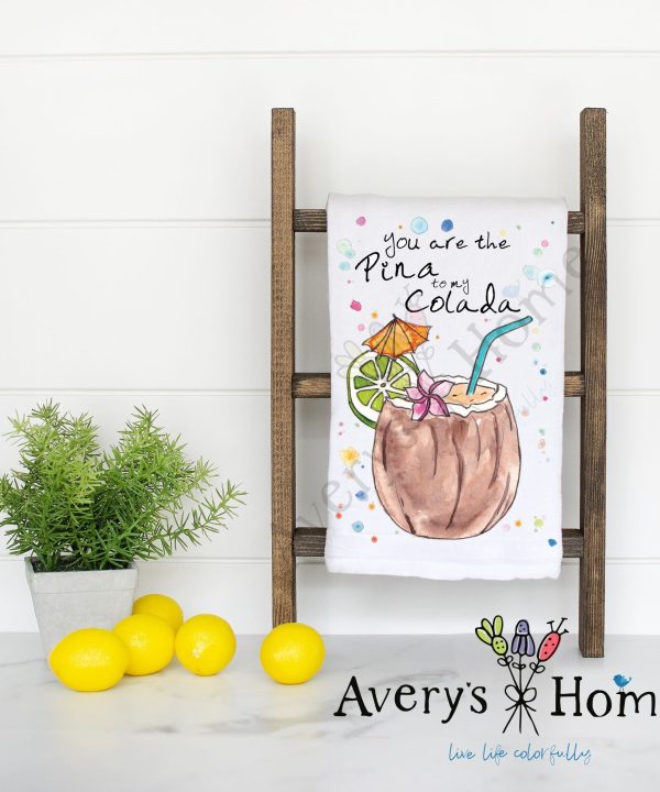 Pina Colada Coconut Beach Cocktail Flour Sack Dish Towel Cheap Sale 100% Original