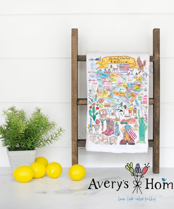 USA Map Flour Sack Dish Towel Footlocker Cheap Online