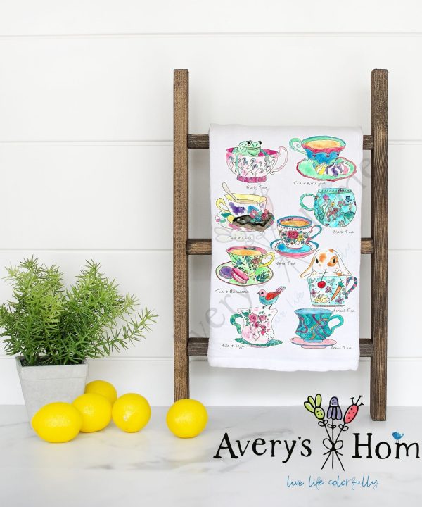 Tea Cups Flour Sack Dish Towel Authentic For Sale