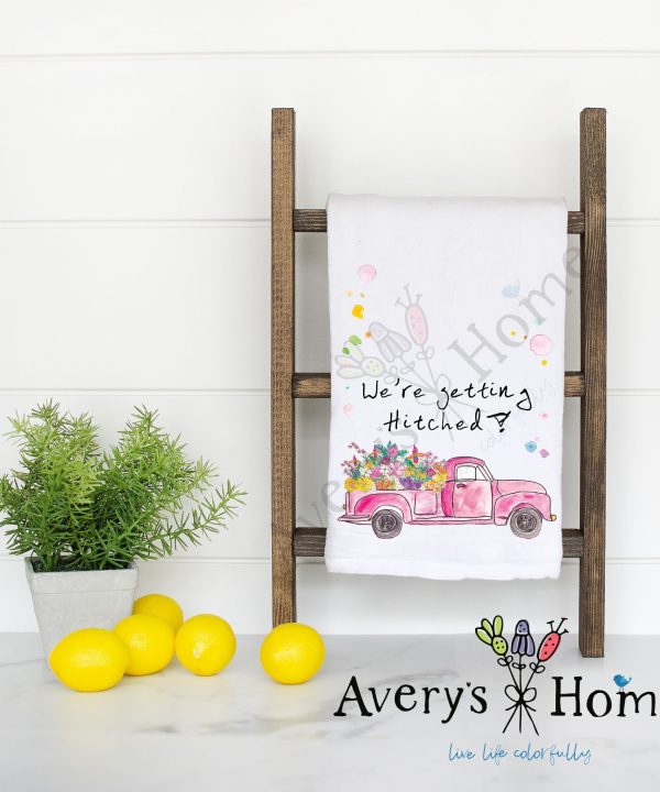 We're Getting Hitched Flour Sack Dish Towel Cheap Sale How Much