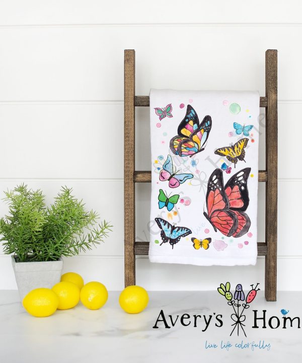 Rainbow Garden Butterflies Flour Sack Dish Towel Free Shipping Online