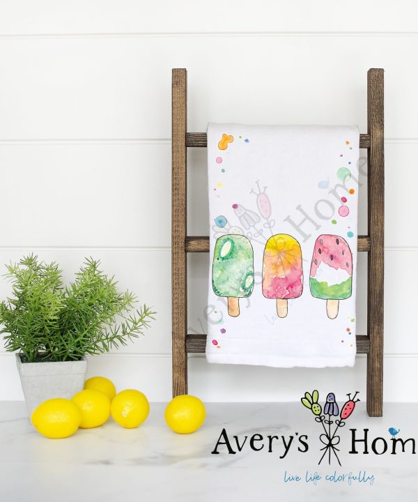 Summer Fruit Popsicles Customizable Flour Sack Dish Towel Sale Enjoy