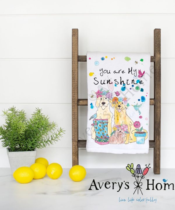 You are My Sunshine Dogs Flour Sack Dish Towel Cheap Discount Sale