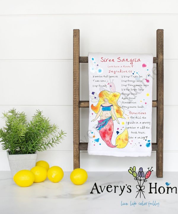 Siren Sangria Beach Cocktail Recipe Flour Sack Dish Towel Cheap Sale Best Wholesale