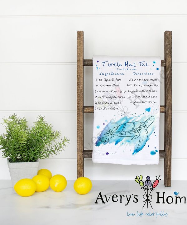 Turtle Mai Tai Cocktail Recipe Flour Sack Dish Towel Cheap Discount Sale