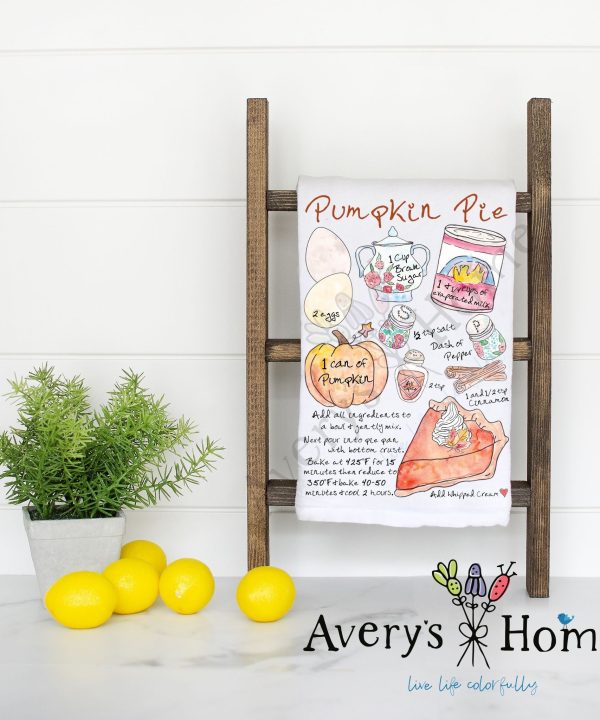 Pumpkin Pie Recipe Fall Flour Sack Dish Towel Cheap Affordable