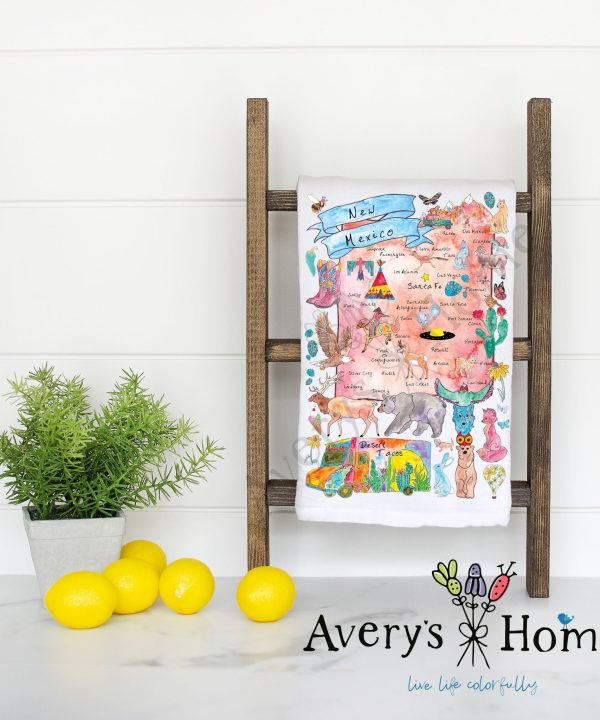 New Mexico State Map  Flour Sack Dish Towel For Nice For Sale