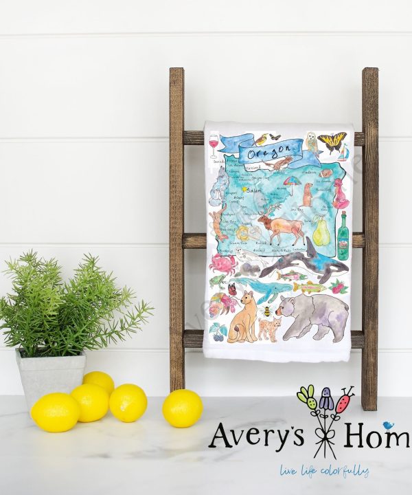 Oregon State Map  Flour Sack Dish Towel Supply Sale Online