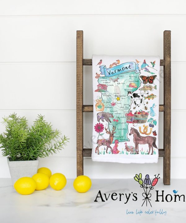 Vermont State Map Flour Sack Dish Towel With Paypal Free Shipping