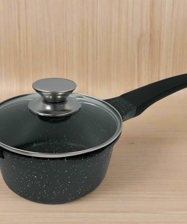 Non Stick Marble Coated Die Cast Aluminium Milk Pan Black Induction 16cm Wiki Sale Online