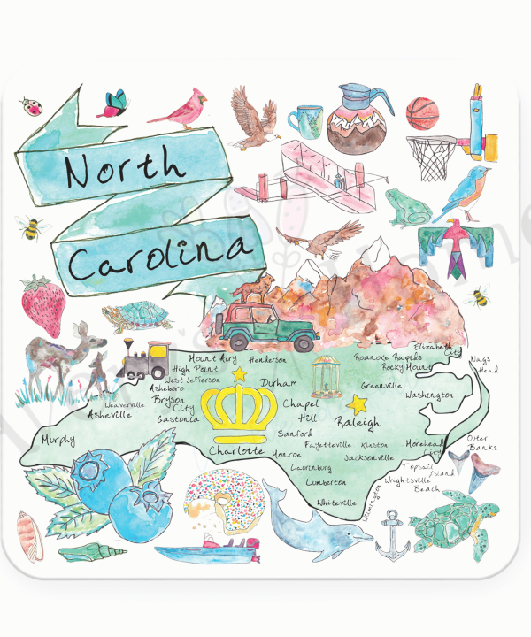 North Carolina State Map Absorbent Stone Coaster (Sold as set of 12) High Quality For Sale