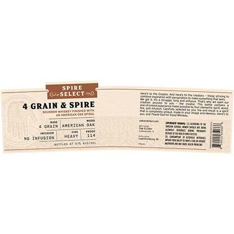 Oak & Eden Spire Select 4 Grain & Spire Bourbon Whiskey Tumblr Cheap Online