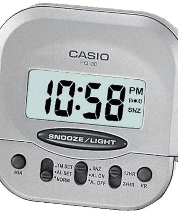 Casio Clock Silver Case Travel Alarm Clock PQ-30-8D-P Clearance Newest