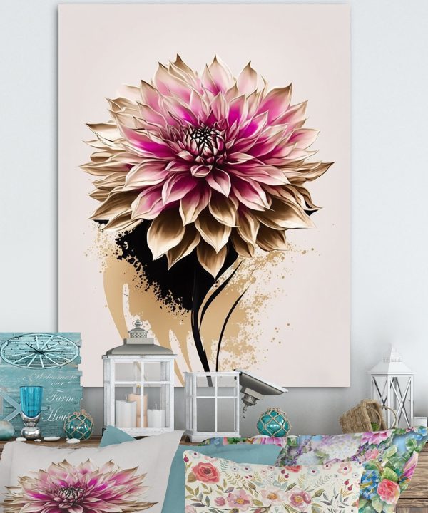 Pink Dahli Flower On Abstract Fusion Pices Cheap Online