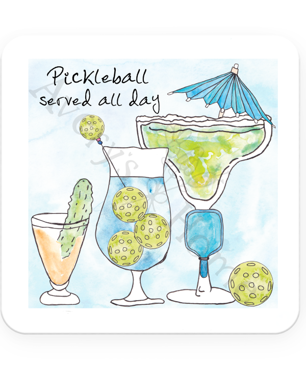 Pickleball Served All Day Absorbent Stone Coaster (Sold as set of 12) Cheap Sale Pick A Best