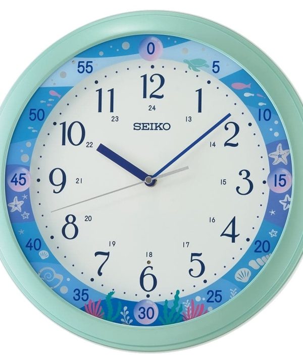 Seiko Clock Round Wall White Dial With Blue Lining in Dial QHA010M Online Online High Quality