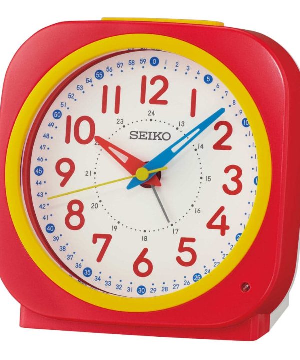 Seiko Clock White Dial Red Case Alarm Clock QHE200R Factory Outlet Cheap Pice