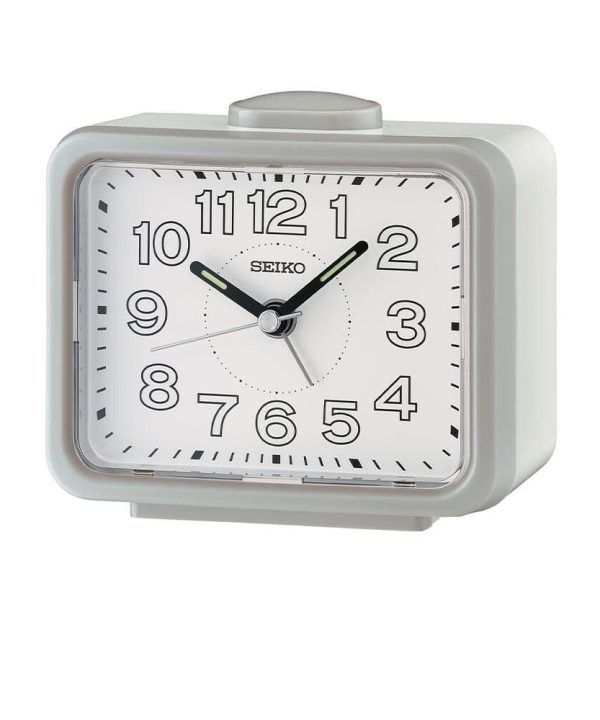Seiko Alarm Clock White Dial Silver Case QHK061N Sale Footlocker