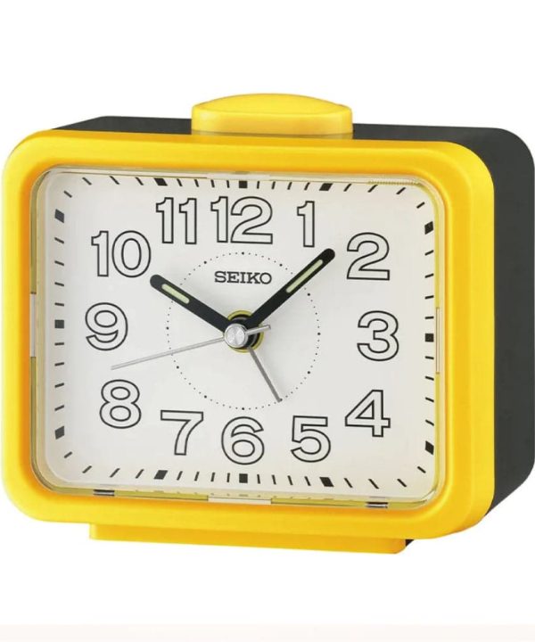 Seiko Alarm Clock White Dial Yellow Case QHK061Y Clearance Newest
