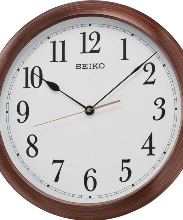 Seiko Clock White Dial Brown Case Round Wall Clock QXA598JL Cheap Sale Newest