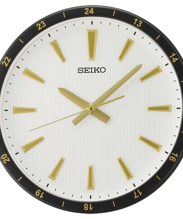 Seiko Clock Black Round Case White Dial QXA802G Factory Outlet