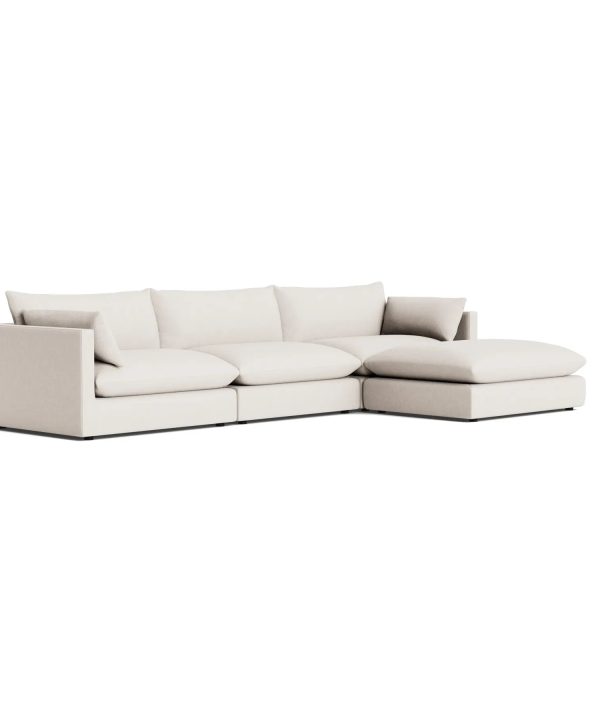 Sidney Slipcover 4 Seater Chaise Sofa - Silex Off White Cheap Eastbay