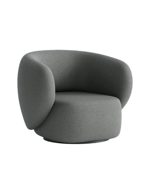 Swell Swivel Armchair - Maya Charcoal Boucle Classic For Sale
