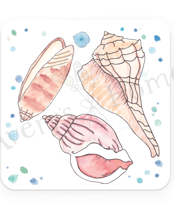 Seashells Absorbent Stone Coaster (Sold as set of 12) Clearance Order