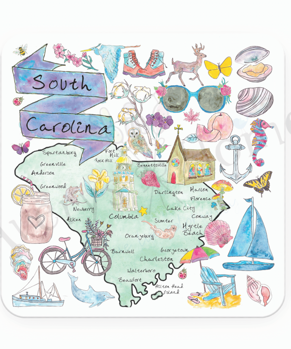 South Carolina State Map Absorbent Stone Coaster (Sold as set of 12) Cheap Sale Professional