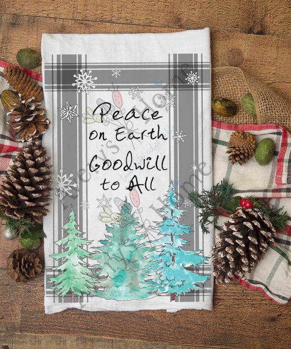 Peace on Earth Holiday Flour Sack Dish Towel Discount 2025 New