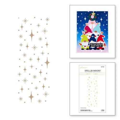 Spellbinders Glimmer Backgrounds Hot Foil Plate Twilight Sparkle Strip Glimmer Hot Foil Plate from Gnome for Christmas Collection GLP-340 Quality Original