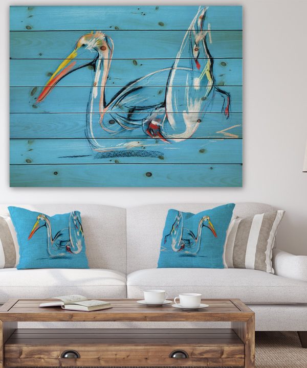 Pelican painting - Animals Sketch Painting Print on Natural Pine Wood - 20x15 Largest Supplier Online