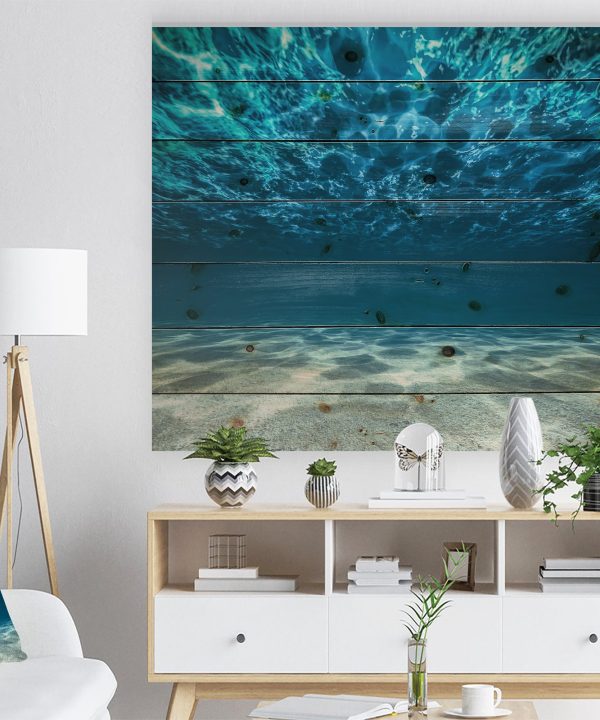 Ocean Bottom Beneath the Surface - Sea & Shore Print on Natural Pine Wood - 20x15 Cheap Sale Free Shipping
