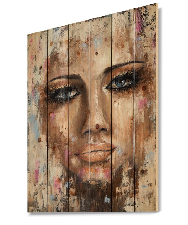 Portrait Of A Young Woman I - Traditional Print on Natural Pine Wood 2025 New Sale Online