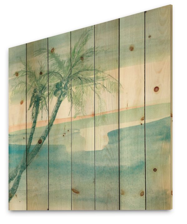 Peaceful Dusk I Tropical - Tropical Print on Natural Pine Wood - 16x16 Sale Real