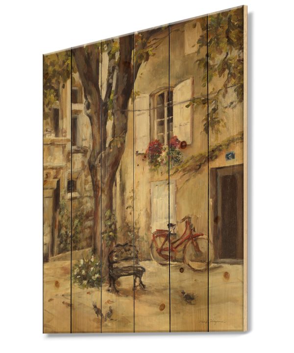 Provence French Village I - French Country Print on Natural Pine Wood - 15x20 Sale Extremely
